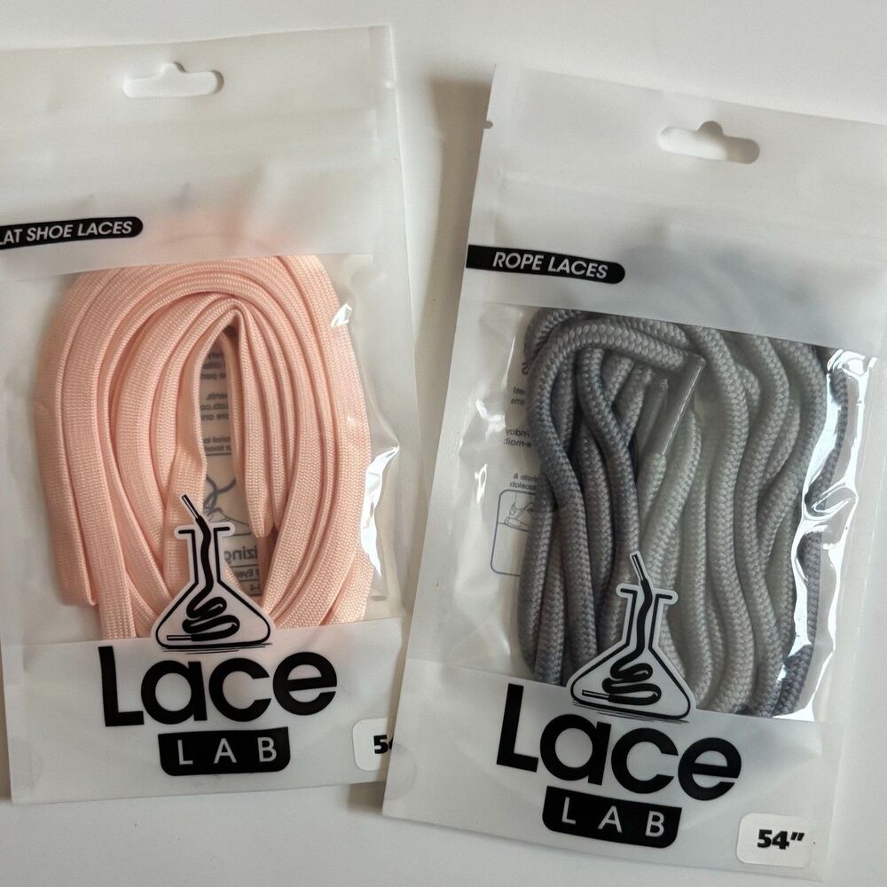 Lace Lab Shoe Laces Peach Flat/Gray Round 54" NIB Sneakers Kicks Style Accessory